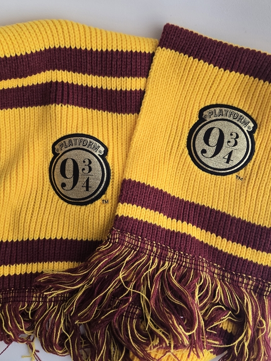 Warner Bros. Accessories - Warner Bros. Yellow and Maroon Striped Knit Scarf